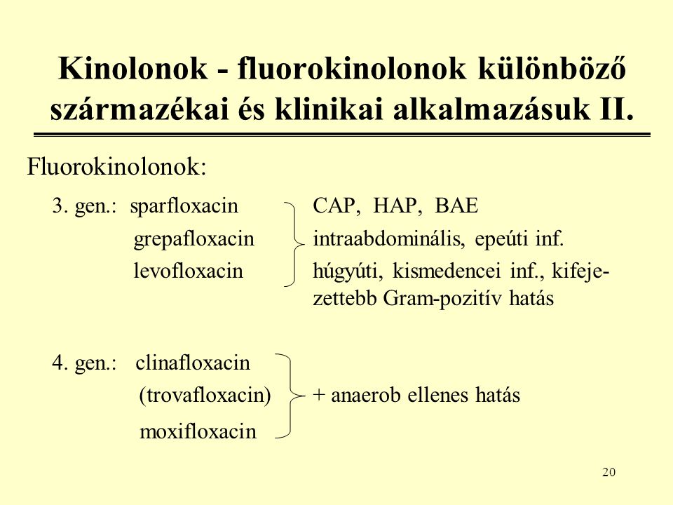 Kinolonok - fluorokinolonok különböző származékai és klinikai alkalmazásuk II.