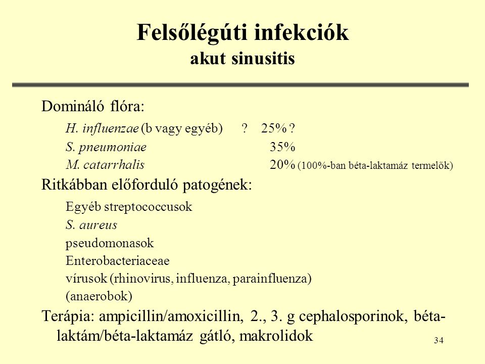 Felsőlégúti infekciók akut sinusitis