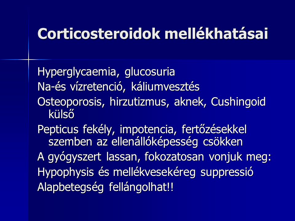 Corticosteroidok mellékhatásai
