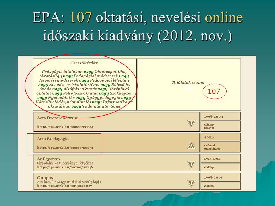 EPA: 107 oktatási, nevelési online időszaki kiadvány (2012. nov.)