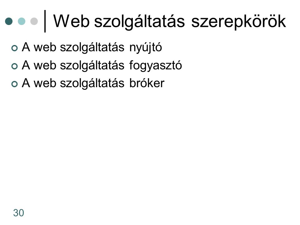 Web szolgáltatás szerepkörök