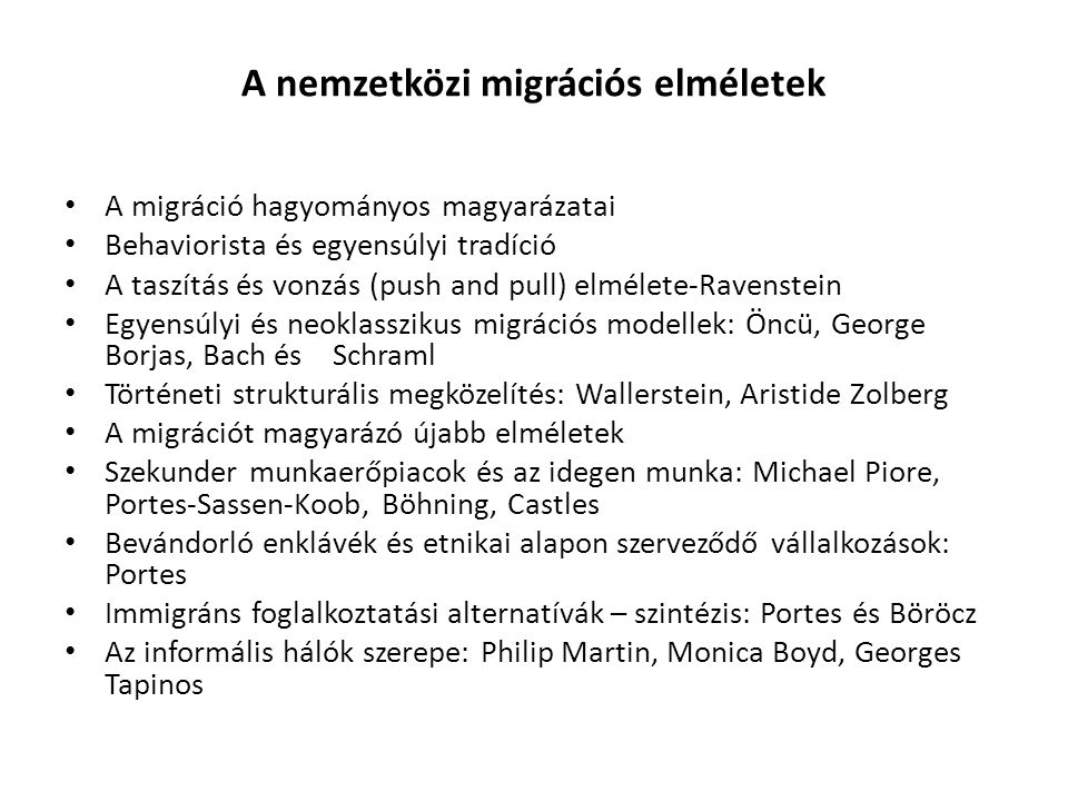 A nemzetközi migrációs elméletek