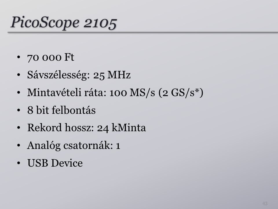 PicoScope Ft Sávszélesség: 25 MHz
