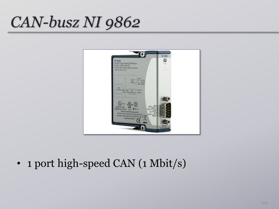 CAN-busz NI port high-speed CAN (1 Mbit/s)