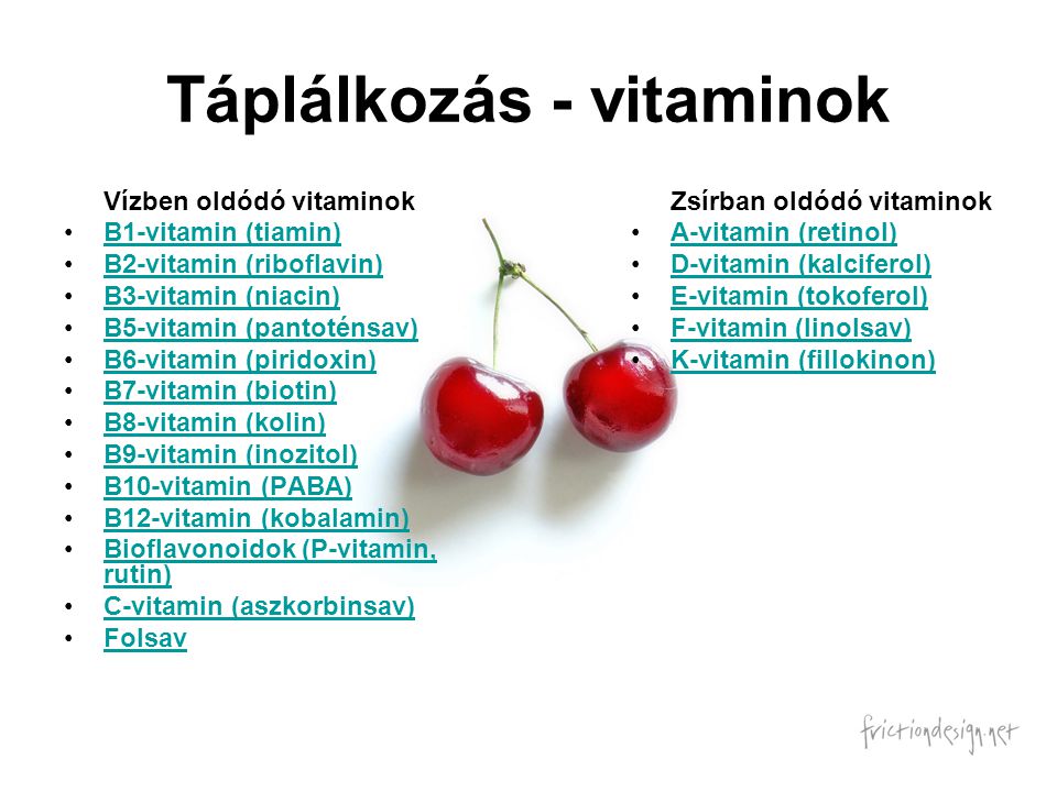 Táplálkozás - vitaminok