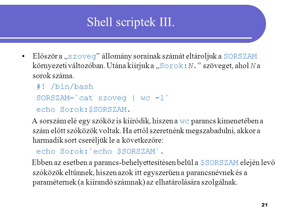 Shell scriptek III.