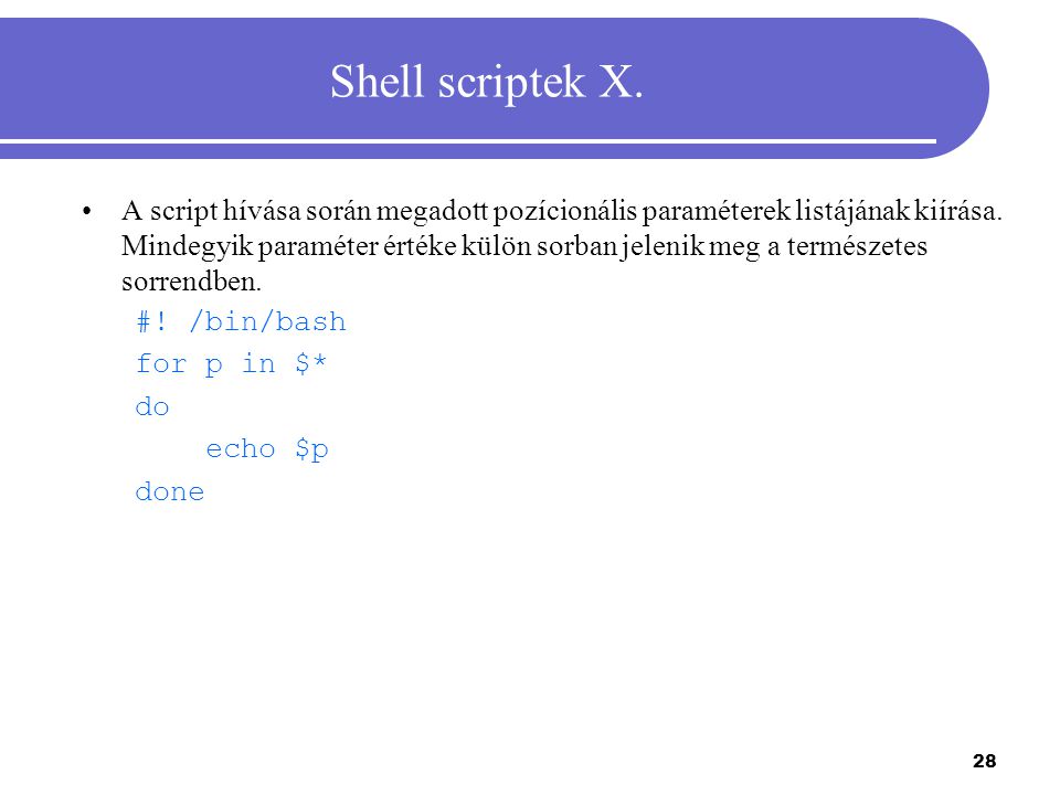 Shell scriptek X.