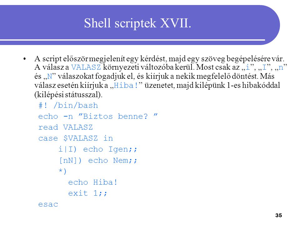 Shell scriptek XVII.