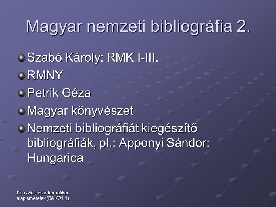 Magyar nemzeti bibliográfia 2.