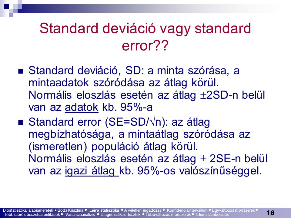 Standard deviáció vagy standard error