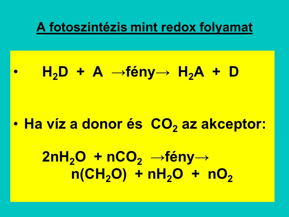 A fotoszintézis mint redox folyamat