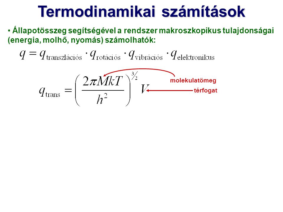 Termodinamikai számítások
