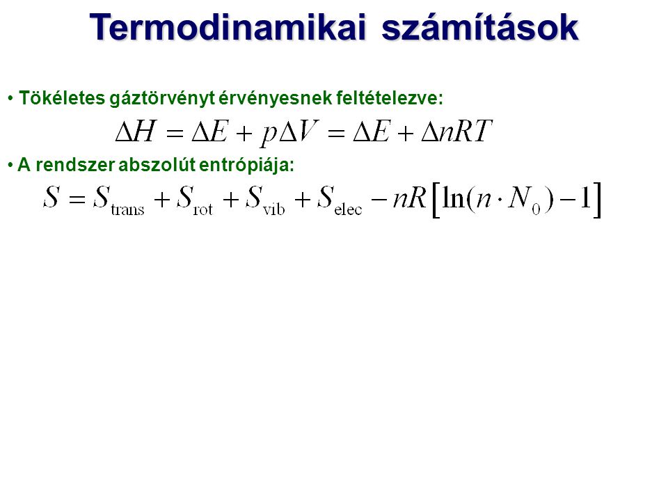 Termodinamikai számítások