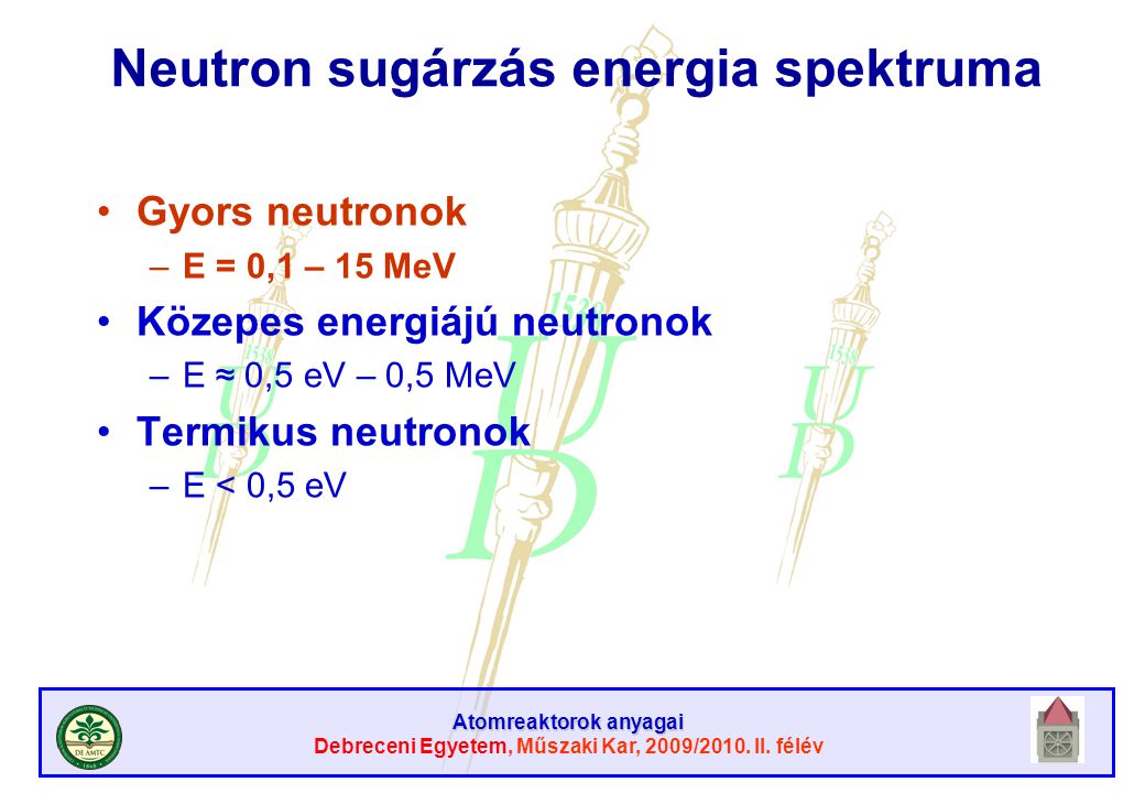 Neutron sugárzás energia spektruma