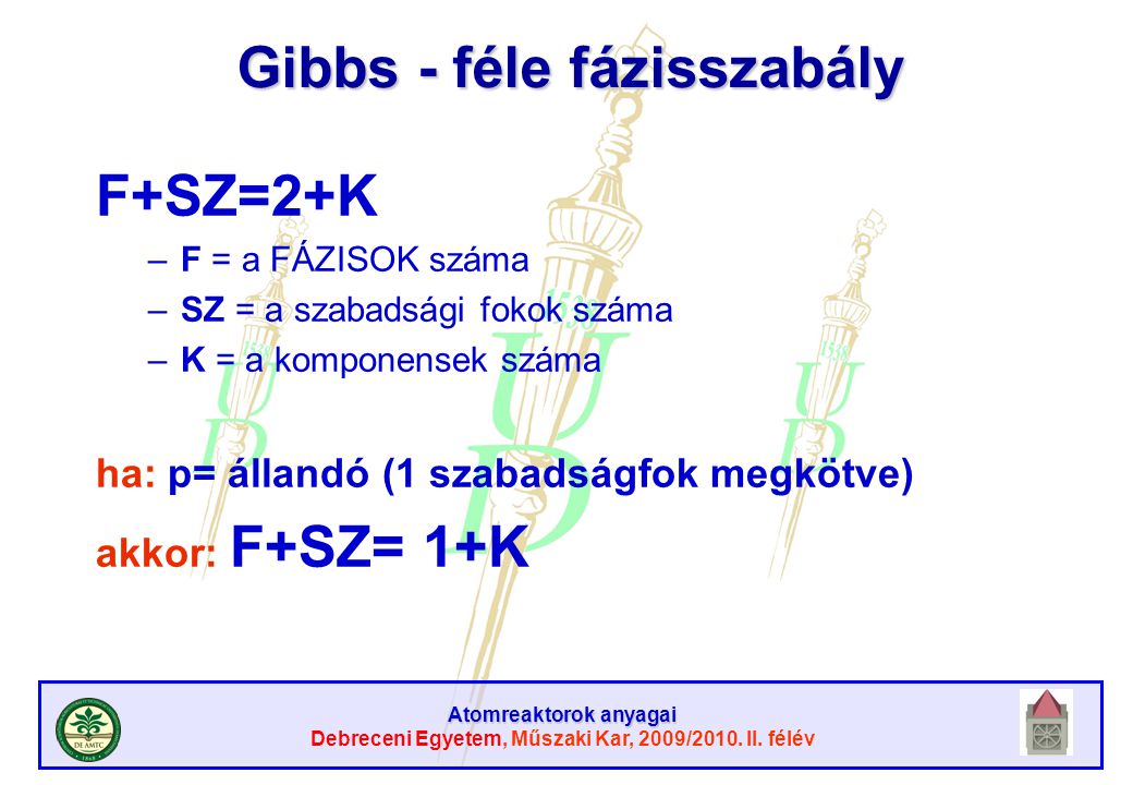 Gibbs - féle fázisszabály