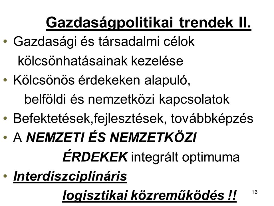 Gazdaságpolitikai trendek II.