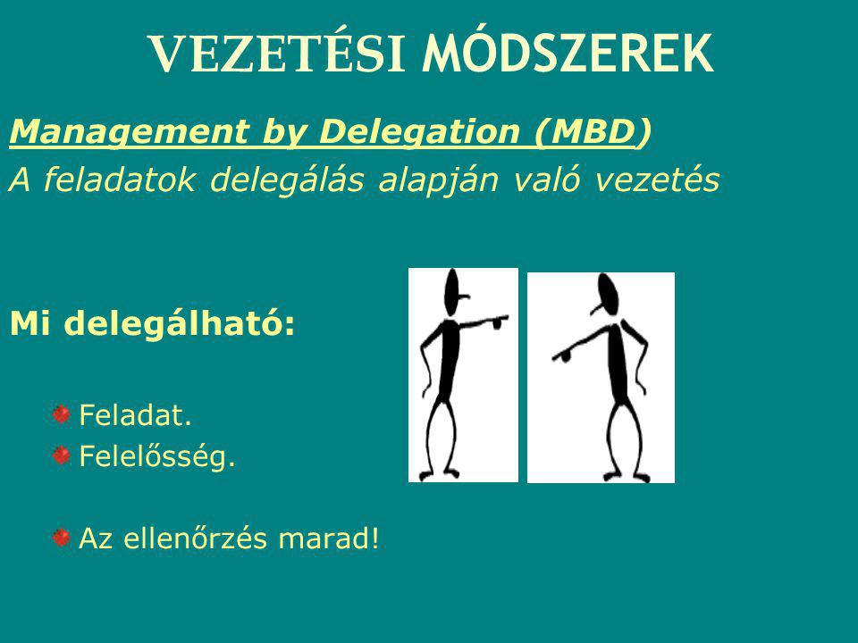 VEZETÉSI MÓDSZEREK Management by Delegation (MBD)