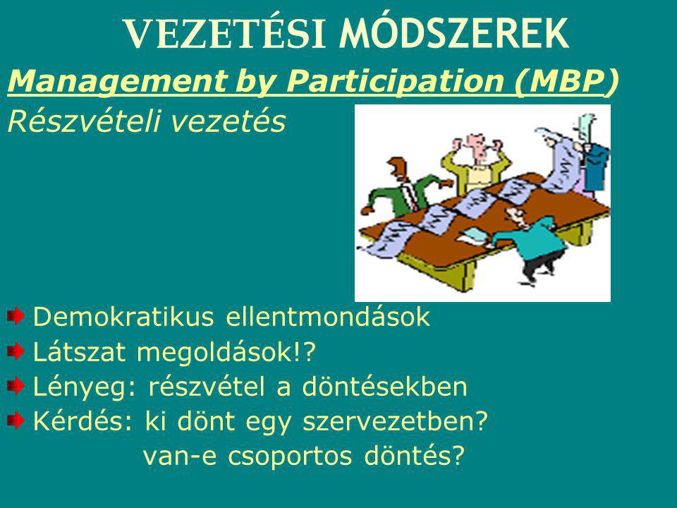 VEZETÉSI MÓDSZEREK Management by Participation (MBP)