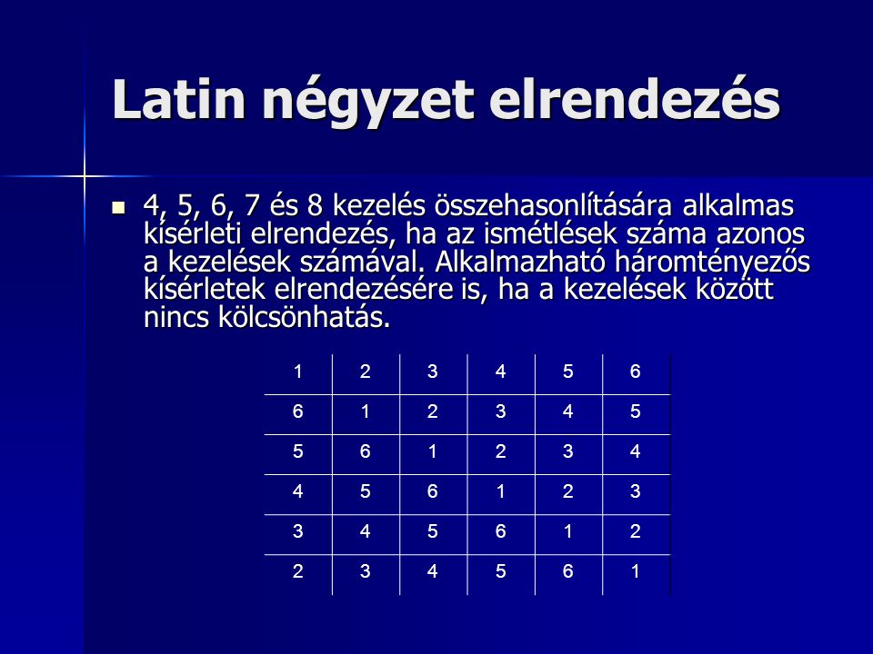 Latin négyzet elrendezés