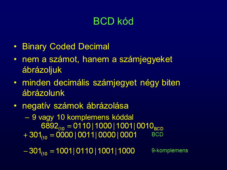 BCD kód Binary Coded Decimal