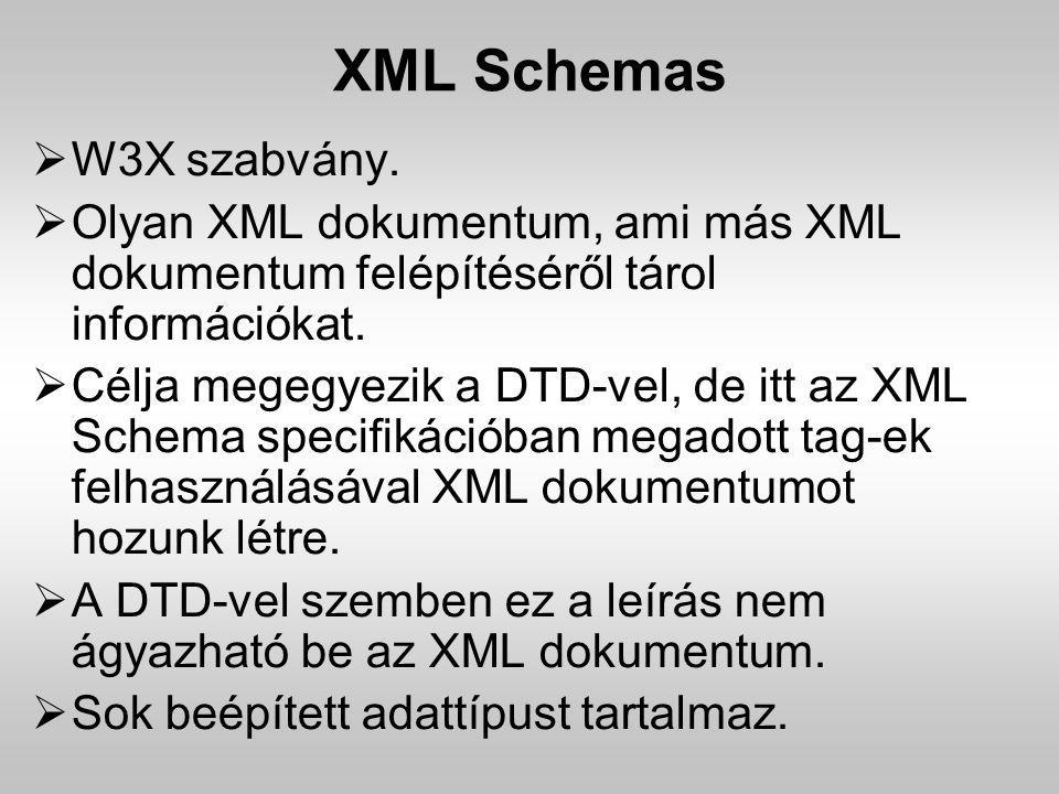 XML Schemas W3X szabvány.