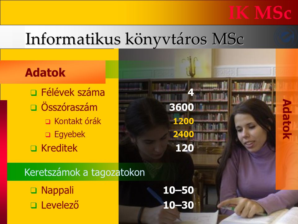 Informatikus könyvtáros MSc