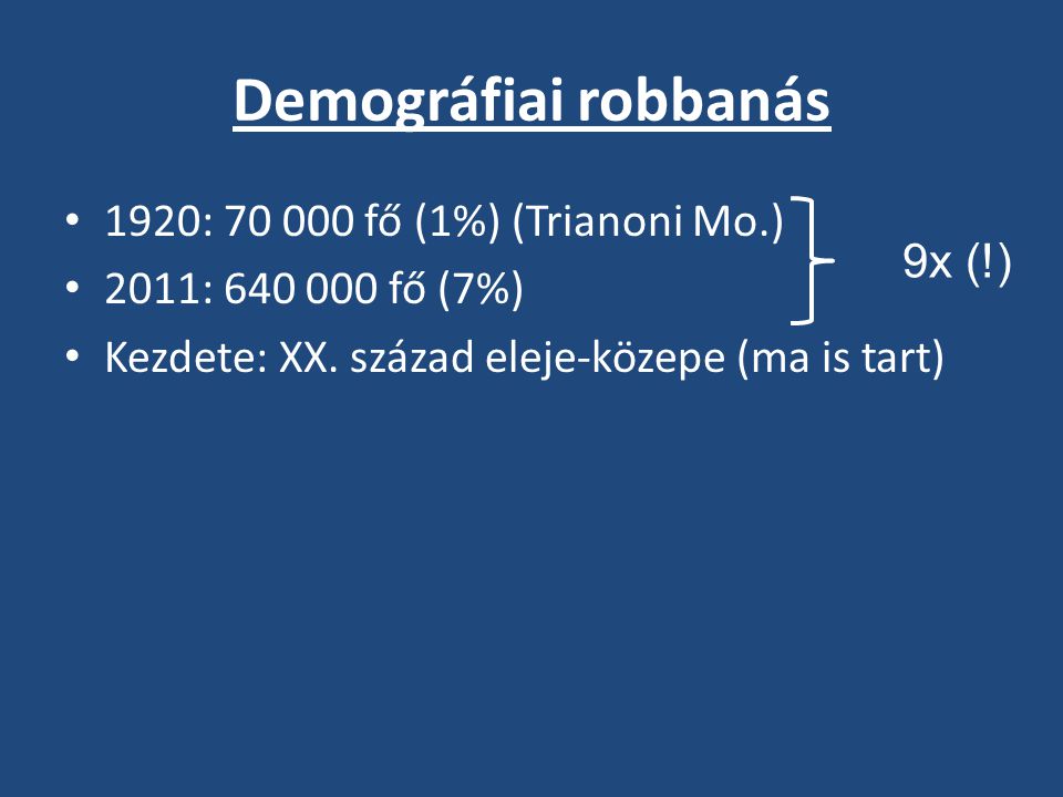 Demográfiai robbanás 1920: fő (1%) (Trianoni Mo.)