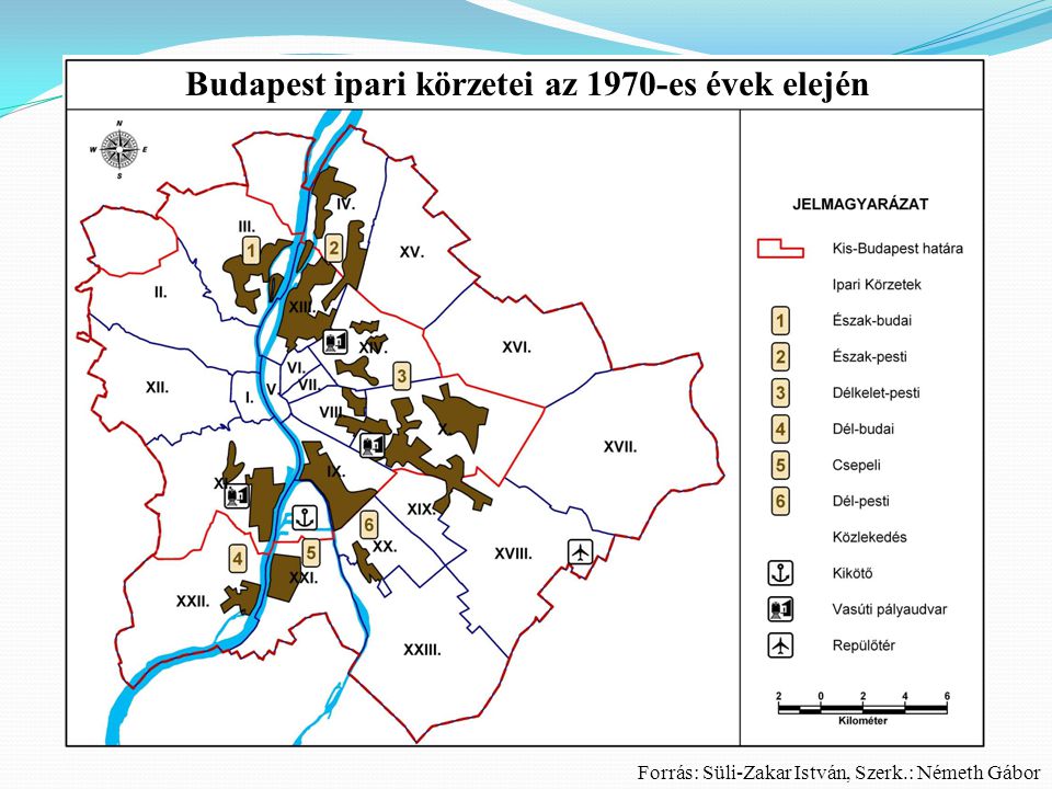 Budapest ipari körzetei az 1970-es évek elején