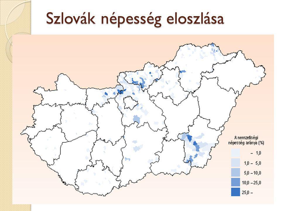 Szlovák népesség eloszlása