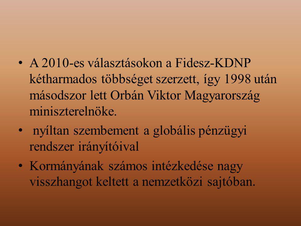 A 2010-es választásokon a Fidesz-KDNP kétharmados többséget szerzett, így 1998 után másodszor lett Orbán Viktor Magyarország miniszterelnöke.