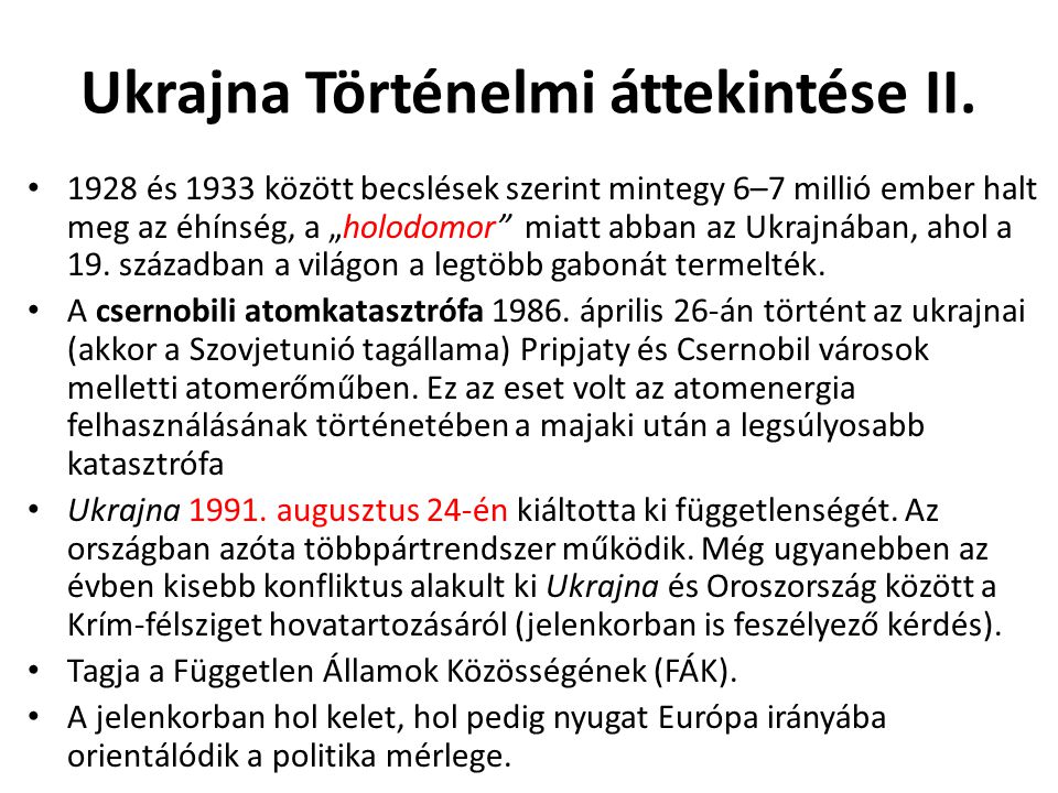 Ukrajna Történelmi áttekintése II.