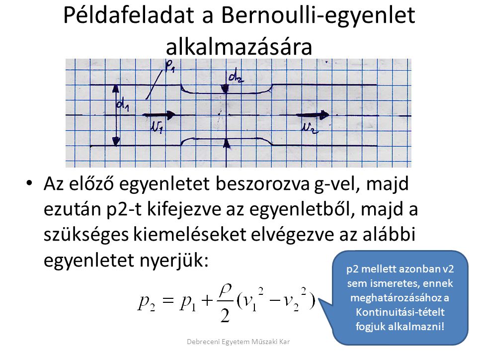 Példafeladat a Bernoulli-egyenlet alkalmazására