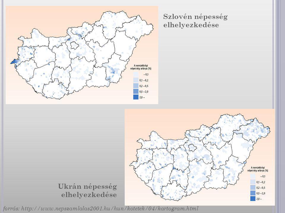 Szlovén népesség elhelyezkedése