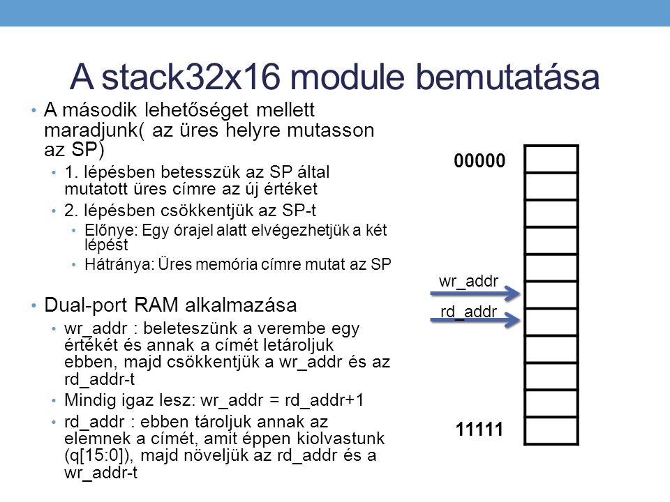 A stack32x16 module bemutatása