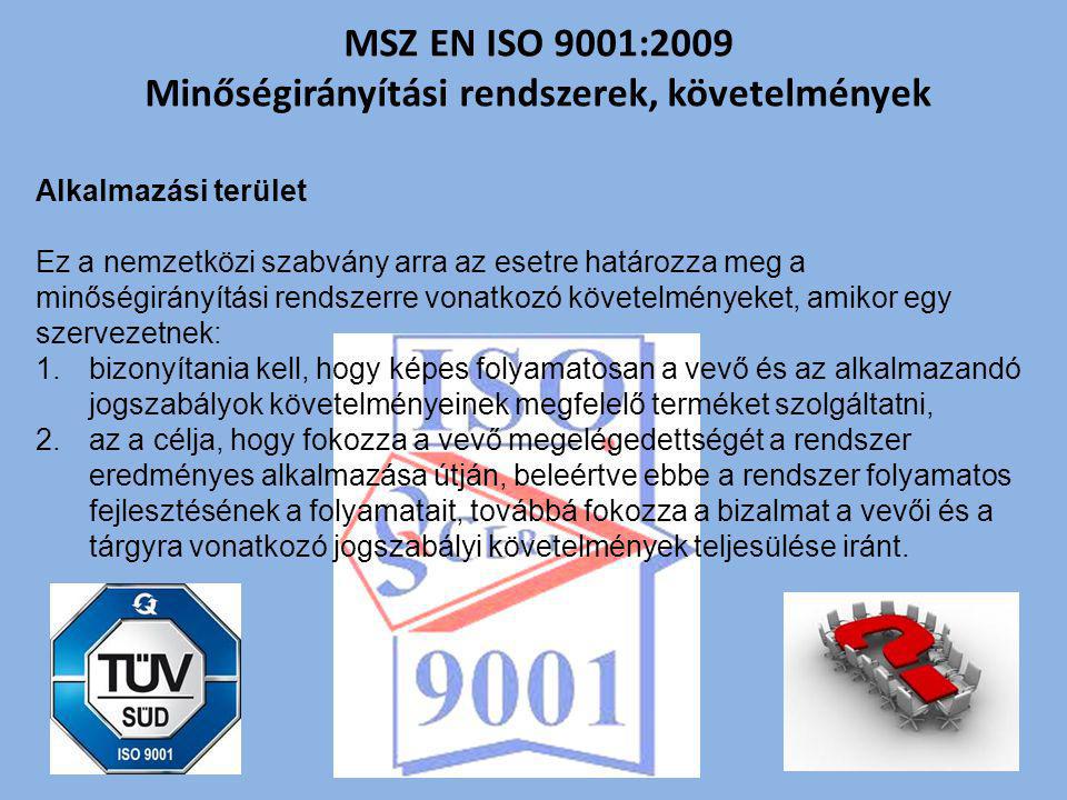 MSZ EN ISO 9001:2009 Minőségirányítási rendszerek, követelmények
