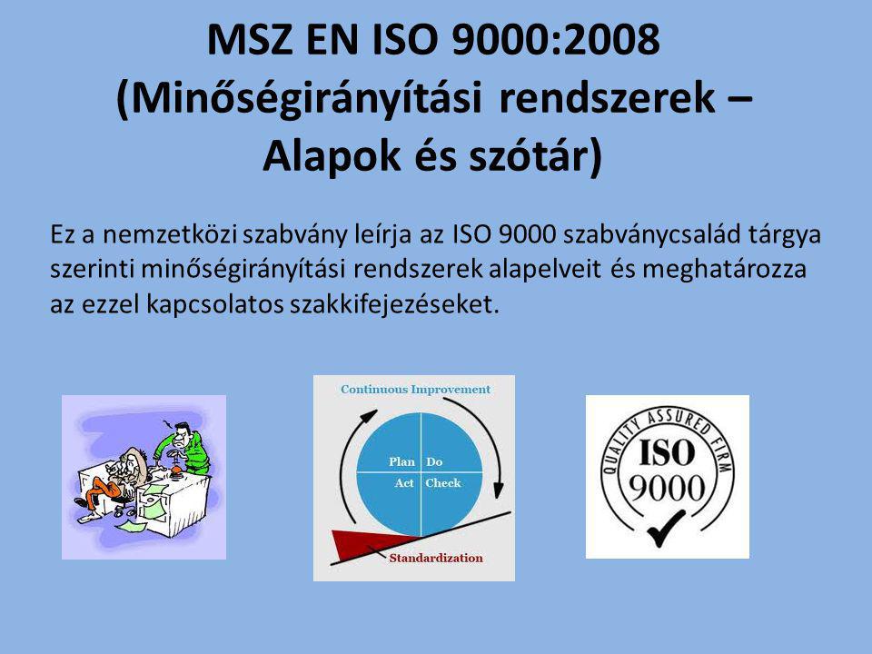 MSZ EN ISO 9000:2008 (Minőségirányítási rendszerek – Alapok és szótár)