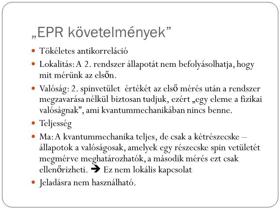 „EPR követelmények Tökéletes antikorreláció