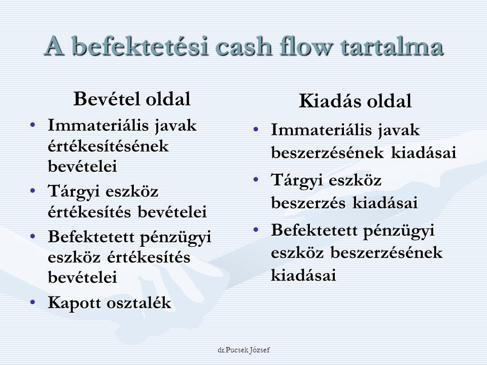 A befektetési cash flow tartalma