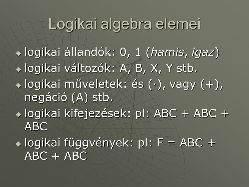 Logikai algebra elemei