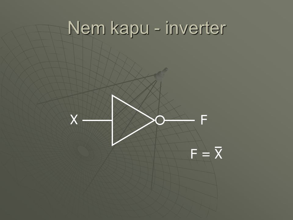 Nem kapu - inverter X F F = X
