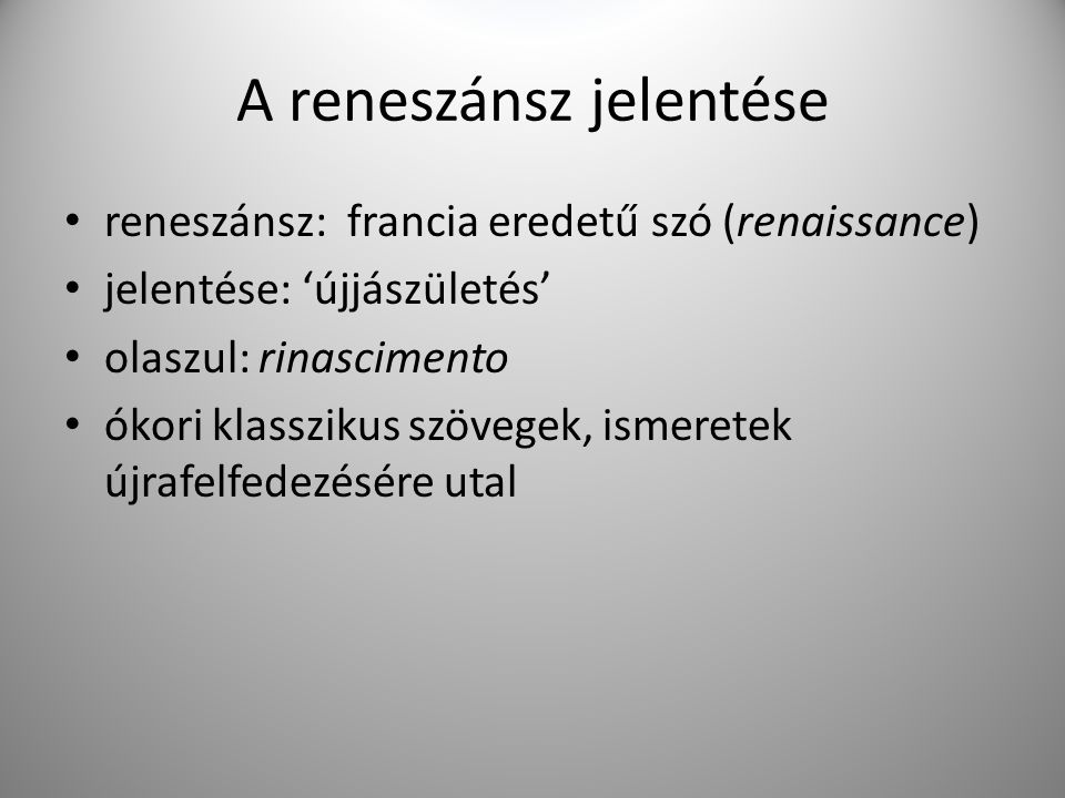 A Renesz Nsz Ppt Let Lteni