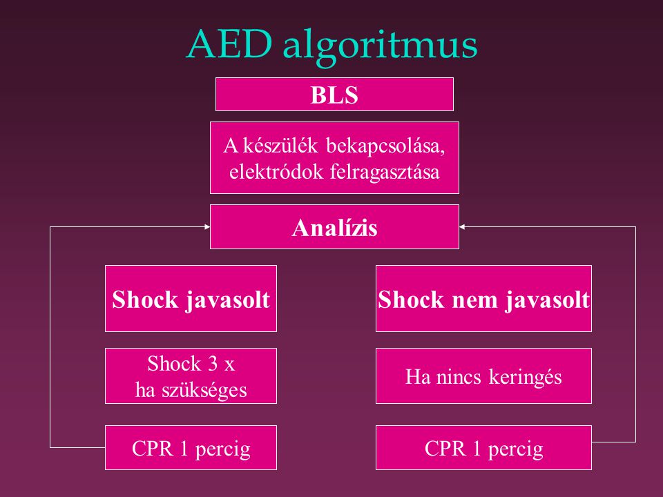 AED algoritmus BLS Analízis Shock javasolt Shock nem javasolt