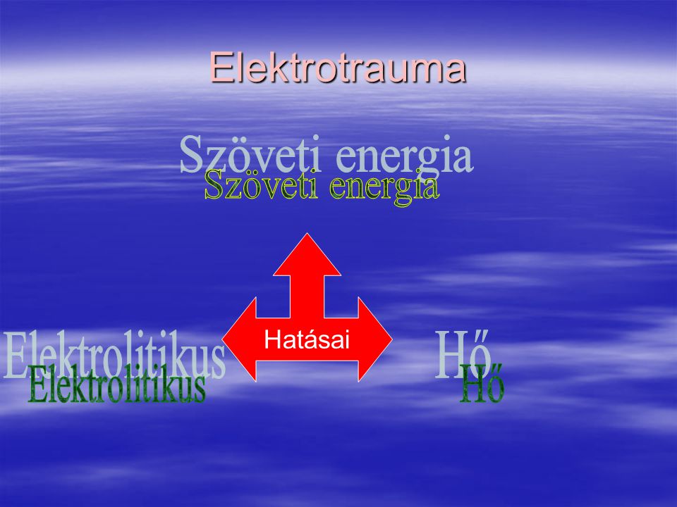 Elektrotrauma Szöveti energia Hatásai Elektrolitikus Hő
