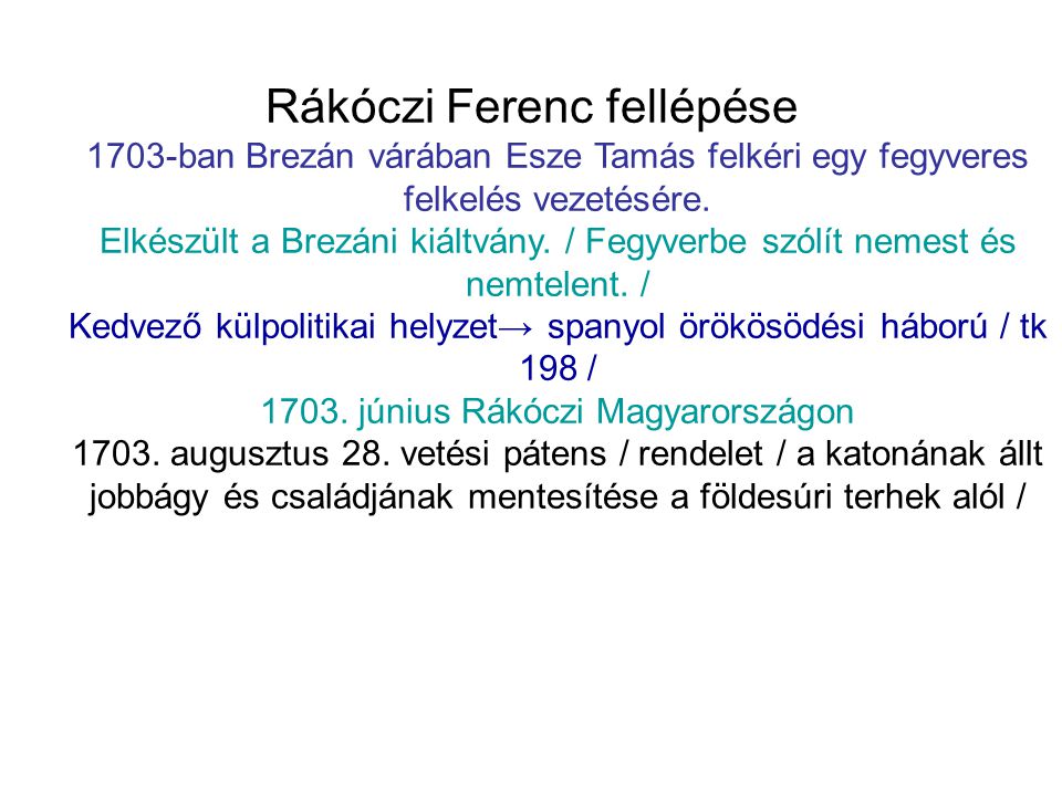 Rákóczi Ferenc fellépése
