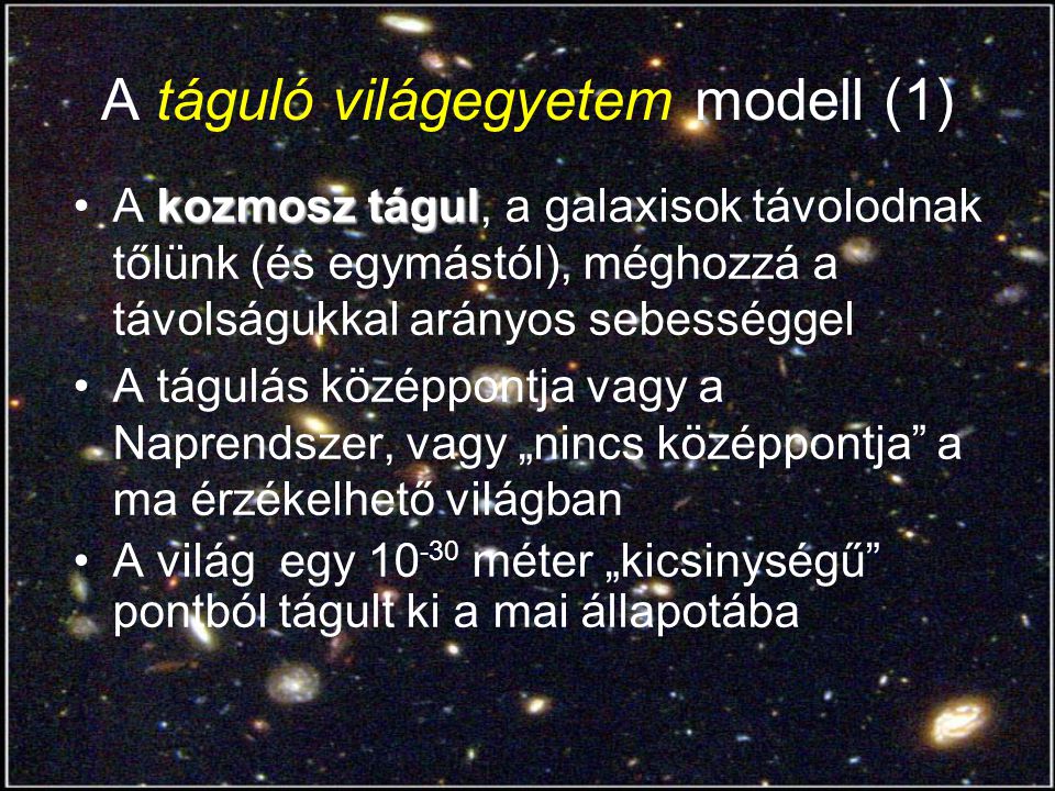A táguló világegyetem modell (1)
