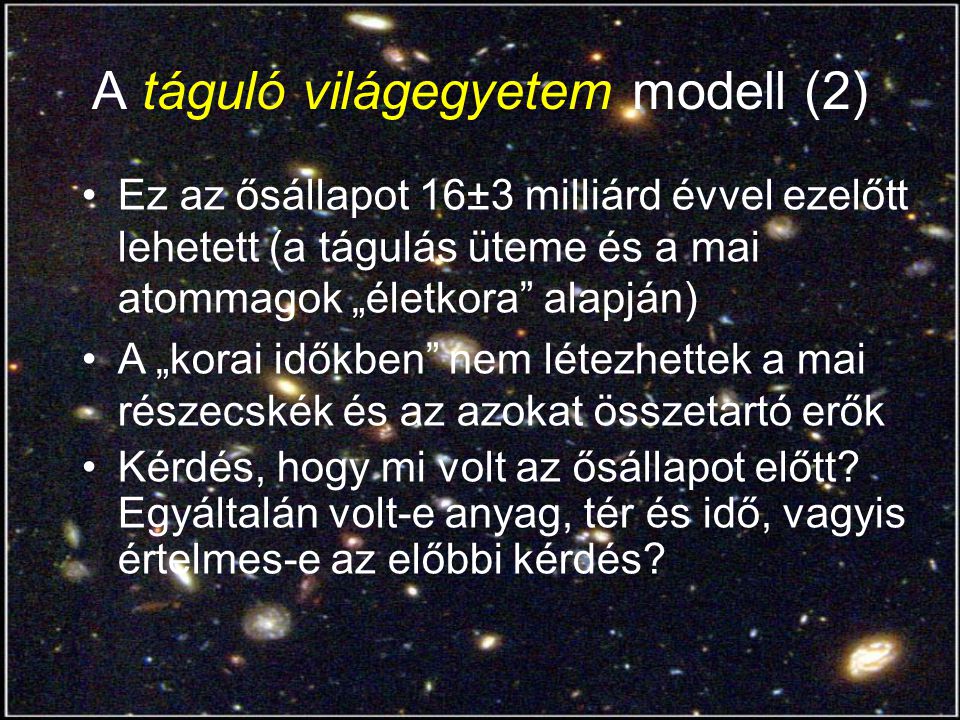 A táguló világegyetem modell (2)