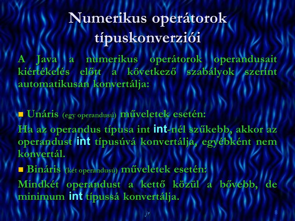 Numerikus operátorok típuskonverziói