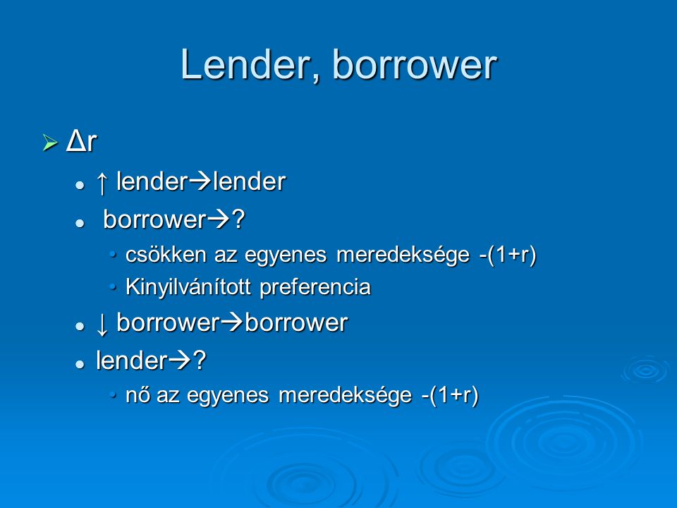 Lender, borrower Δr ↑ lenderlender borrower ↓ borrowerborrower