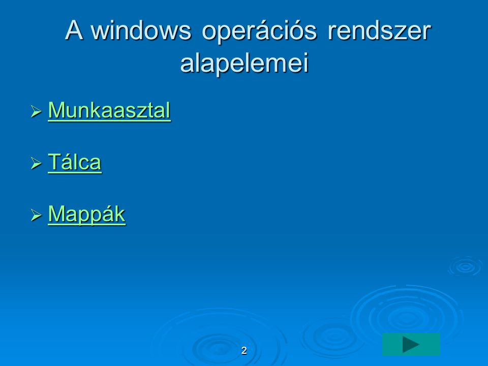 A windows operációs rendszer alapelemei