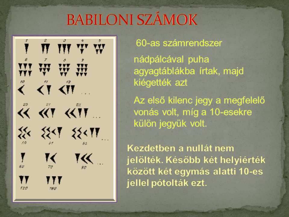 BABILONI SZÁMOK 60-as számrendszer